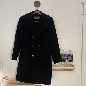 Sachi Collection Black Angora/Wool Blend Coat Women's Medium Double-Breasted